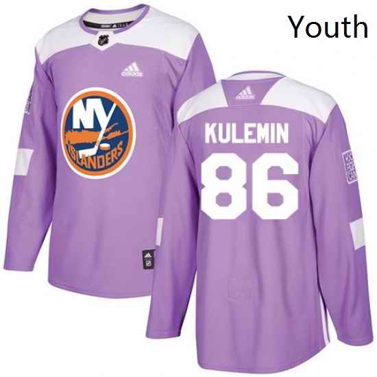 Youth Adidas New York Islanders 86 Nikolay Kulemin Authentic Purple Fights Cancer Practice NHL Jersey